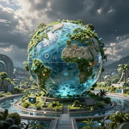 hyperrealistic artwork sustentability science water regenerative technologies of disruptive creation sci cyberpunk nature photography futures global utopia