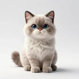 plush toy ragdoll cat, high detail photograph, full body, isolated on a pure white background, centered, entire subject in frame, sharp focus, soft studio lighting