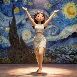 beautiful woman, realistic proportions, claymation, full body, ecstatic, warm lighting, rule of thirds, spotlight, by greg rutkowski, by jeremy mann, by francoise nielly, by van gogh, digital painting