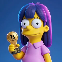 [ lisa simpson ]!! [ 3 d render ]!!, zbrush, zbrush contest winner, closeup!, award winning, 4 k render, neon lighting, bioluminescent colors, portrait!!!