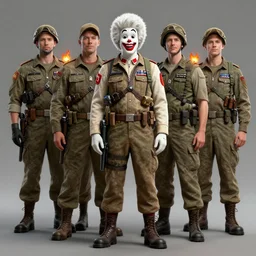 army of ronald mcdonalds, concept art by noah bradley, darek zabrocki, tyler edlin, jordan grimmer, neil blevins, james paick, natasha tan, highly detailed, ultra detailed, ultra realistic, trending on artstation
