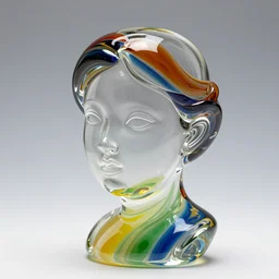 beautiful colorful female glass sculpture, smooth, delicate facial features, beautiful glass work, bright internal glow, by dale chihuly and daniel arsham and alphonse mucha, hdri, studio lighting