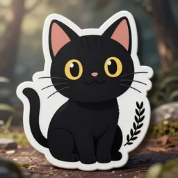 die cut sticker of anime chibi cute smiling black cat