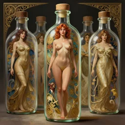 wide angle full body portrait of I Dream of Jeannie in her bottle, with a perfect face and perfect body, intricate, highly detailed, digital painting, artstation, concept art, smooth, sharp focus, illustration, Unreal Engine 5, 8K, art by artgerm and greg rutkowski and alphonse mucha