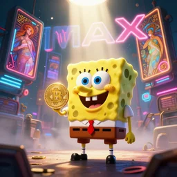 spongebob investing in bitcoin, abandoned with neon ads and signs with evocative dramatic mood with depth of field with bloom with lightshaft with volumetric lights and ads, fog, by jeremy mann and alphonse mucha, fantasy art, photo realistic, sunshaft, bloom, imax, dynamic lighting, artstation, poster, volumetric lighting, very detailed faces, 4 k, award winning, oscar winning graphics
