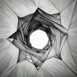 Geometrically surreal hole, extremely high detail, photorealistic, intricate line drawings, dotart, album art in the style of James Jean