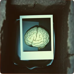 polaroid of a brain in the gutter