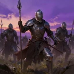 madness of the medieval battlefield. bloom, lighting, purple sunset. fantasy, digital painting, hd, detailed.