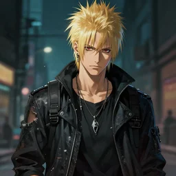 portrait of a male punk, bladerunner, street ragged clothes, cyberpunk, face like ester exposito, blonde shinkai makoto studio ghibli studio key hideaki anno sakimichan stanley artgerm lau rossdraws james jean marc simonetti elegant highly detailed digital painting artstation pixiv