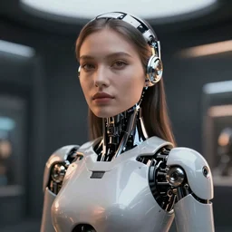 portrait of a beautiful woman robot android, futuristic cgi render keyshot octane 8k professional cinematic lighting