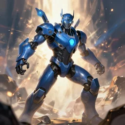 Blue Cyborg   as an Apex Legends character digital illustration portrait design by, Mark Brooks and Brad Kunkle detailed, gorgeous lighting, wide angle action dynamic portrait