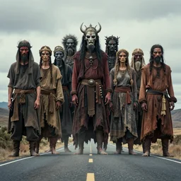 the Many Faced God stands at the end of the road