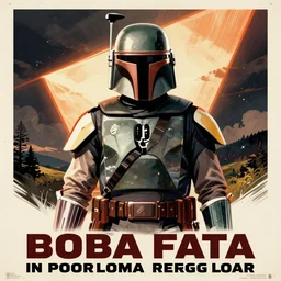Boba Fett in the style of a 1950s propaganda poster