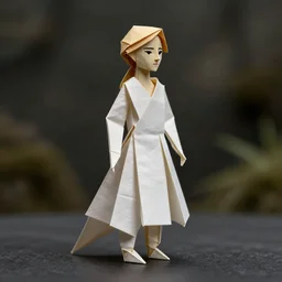 origami figure of emma watson _ elegant dress _ very detailed