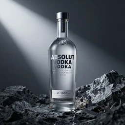 3d render of a new Absolute Vodka Designed glass bottle unreal engine professional photo product development