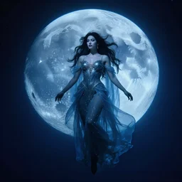 dark underwater portrait of the moon queen of the ocean, 1 0 0 mm