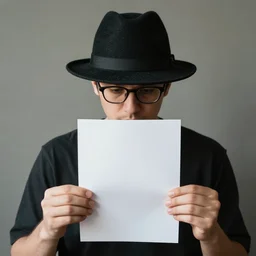 typical it guy in black hat ink on paper