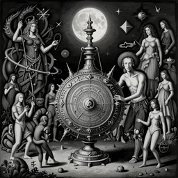 dark ritual renaissance mysterious magical object illustrated by by goya and escher and hogarth, inspired by magritte, illusion surreal art, highly conceptual figurative art, intricate detailed illustration, flat acrylic painting, monumental dynamic illustration, surreal art, detailed illustration