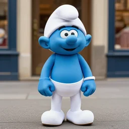 a censored photo of a man in a smurf costume