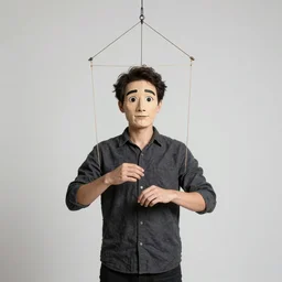 a real person as a string puppet