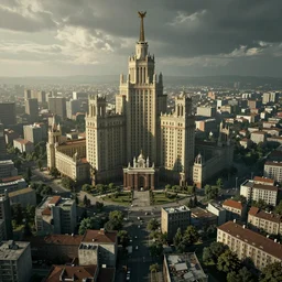 half - life 2, city 1 7, eastern europe city, post ussr, citadel in view, extra long shot