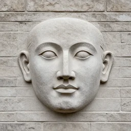 face carved into a brick wall