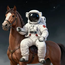 sitting astronaut under the horse holding rig, artstation
