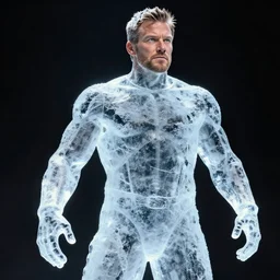 mark cuban as a transparent ice statue, digital photography