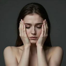 Perfectly symmetrical beautiful portrait of the Goddess of Depression. Awe inspiring breathtaking photorealistic photo, highly detailed