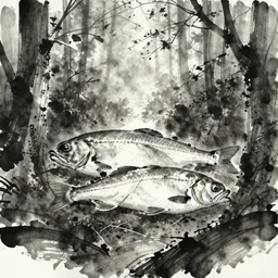 zen, forest, flounders, ink