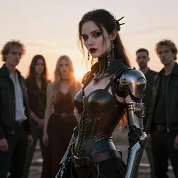 photographic portrait of a stunningly beautiful gothic cyberpunk steampunk android female in soft dreamy light at sunset, god rays, contemporary fashion shoot, by edward robert hughes, annie leibovitz and steve mccurry, david lazar, jimmy nelsson, breathtaking, 8 k resolution, extremely detailed, beautiful, establishing shot, artistic, hyperrealistic, beautiful face, octane render