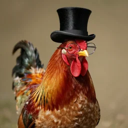 ! dream! dream! dream portrait of a rooster, with top hat!!! and monocle!!!