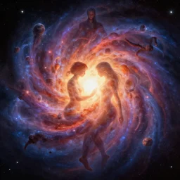 physically accurate concept art for the entire universe uniting again into perfect love and pure consciousness, defeating the big bang!! final victory of order over disorder!! final defeat of entropy! end of time, galactic scale!! digital painting, artstation, smooth, sharp focus