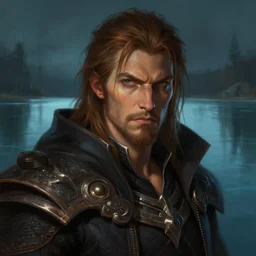 dungeons and dragons character closeup portrait, dramatic light, lake background, 2 0 0 mm focal length, painted by stanley lau, painted by greg rutkowski, painted by stanley artgerm, digital art, trending on artstation
