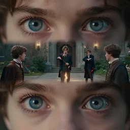 sharp, detailed, film still from a 2 0 1 9 sci fi 8 k movie, set in 1 8 5 0 in an alternate universe, mid distant shot of three students practicing magic, outside the school of magic, wearing 1 8 5 0 s clothes, atmospheric lighting, in focus, reflective eyes, 3 5 mm macro lens, live action, big budget special effects, good composition