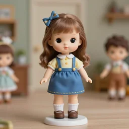 high quality presentation photo of a cute Liza Simpsons porcelain doll in the style of mark ryden photography 4k, f1.8 anamorphic, bokeh, 4k, Canon, Nikon