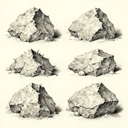 rock sketches study, spikey rocks, painterly