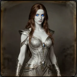 daguerreotype of beautiful 4 0 years old mesmer lady, tight robes, metallic accents, magic, white skin, brunette, blue glowing eyes, high fantasy, gw 2, highly detailed, smooth, sharp focus, digital illustration, by rossdraws, frank franzzeta, artgerm. donald trump, award winning photography