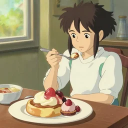 a delicious breakfast, digital art, illustrations, by makoto shinkai and studio ghibli