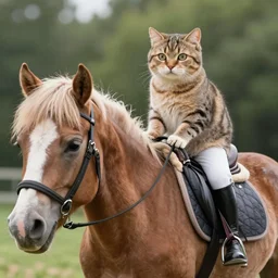 cat riding pony