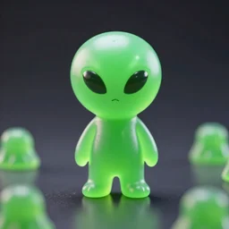 cute green jello alien, octane render, depth of field, refraction, caustics