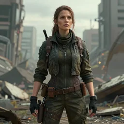 ultra - realistic!! lifelike!! high details!! portrait of a survivalist woman in a post apocalyptic city, gorgeous cinematic digital concept art trending on artstation by cg society contest winner