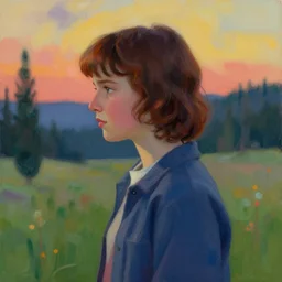 beautiful side portrait of Eleven from Stranger things in a scenic environment by ((((martine johanna)))), artstation winner,figurativism!!!, portrait,