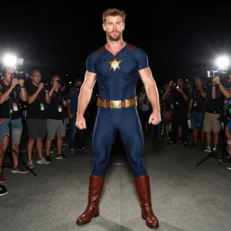 chris hemsworth cosplaying as captain planet, dragoncon, flash photography, wide angle, full length, 3 5 mm, f / 2. 8