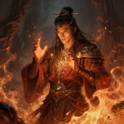 a fire wizard makes incantations, diffuse lighting, fantasy, intricate, elegant, highly detailed, lifelike, photorealistic, digital painting, artstation, illustration, concept art, smooth, sharp focus, naturalism, trending on byron's - muse, by greg rutkowski and greg staples