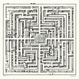 a city in labyrinth, floor plan map,Chris Ware,high detail