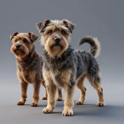 3 d model of a scruffy mixed breed dog, octane render, raytraced