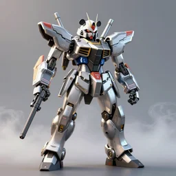 Panda themed japanese mecha robot, 3D Octane Render, beautiful, shiny, metallic, volumetric fog, gunpla, badass, cool, edgy, slick