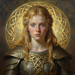 warrior made of Celtic knots, painting