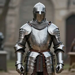 a realistic picture of a manly and heroic knight wearing armor made out of steel wool, professional photograph, reflective metal, blurred background, digital art, medieval setting